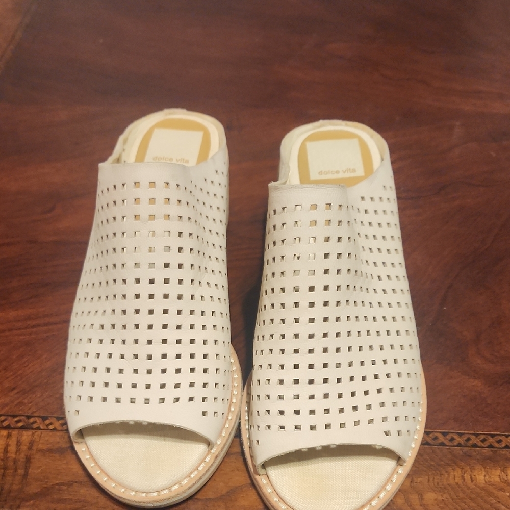 Dolce Vita Women's White Perforated Mules